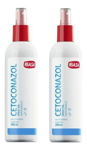 Kit 2 Antifúngico Ibasa Cetoconazol Spray 2% - 200 mL - Pets