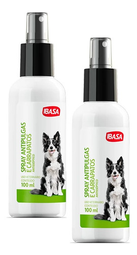 Kit 2 Antipulgas Spray Ibasa para Cães - 100 mL