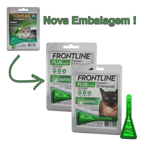 Kit 2 Antipulgas e Carrapatos Frontline Plus para Gatos - 1 Pipeta - Pets
