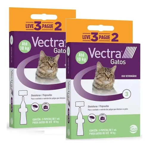 Kit 2 Antipulgas Ceva Vectra para Gatos até 10 Kg - 3 Pipetas (Leve 3 Pague 2) em Oferta na Shopee