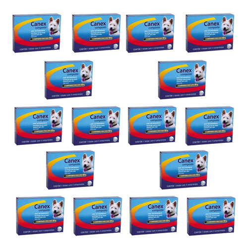 Kit 16 Canex Composto Ceva Vermifugo para Cães - 4 Comprimidos em Oferta na Shopee
