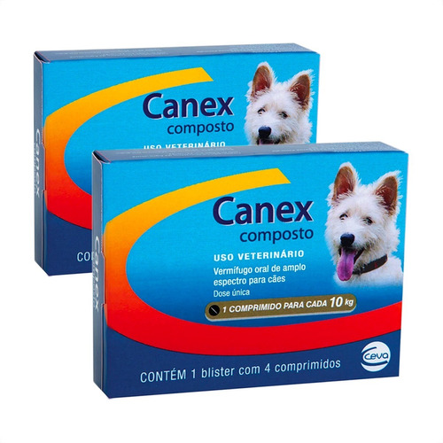 Kit 2 Vermifugo Ceva Canex Composto para Cães - 4 Comprimidos em Oferta na Shopee