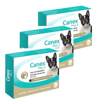 Kit 3 Vermífugo Ceva Canex Plus 3 para Cães - 4 Comprimidos em Oferta na Shopee