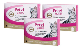 Kit 3 Vermifugo Ceva Petzi Gatos 600 mg - 4 Comprimidos em Oferta na Shopee