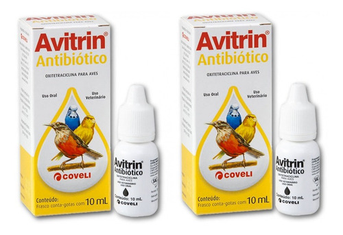 Kit 2 Antibiótico Coveli Avitrin para Pássaros - 10 mL em Oferta na Shopee