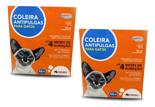 Kit 2 Coleira Antipulgas Coveli Bullcat para Gatos - 15 g - Pets