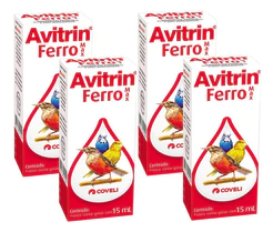 Kit 4 Suplemento Vitamínico Avitrin Ferro Max para Pássaros - 15 mL