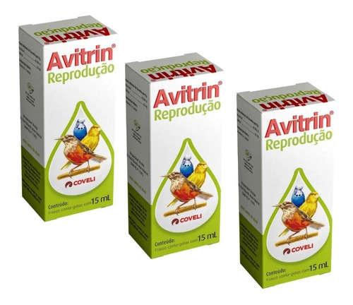 Kit 3 Suplemento Vitaminico Coveli Avitrin Reprodução para Pássaros - 15 mL