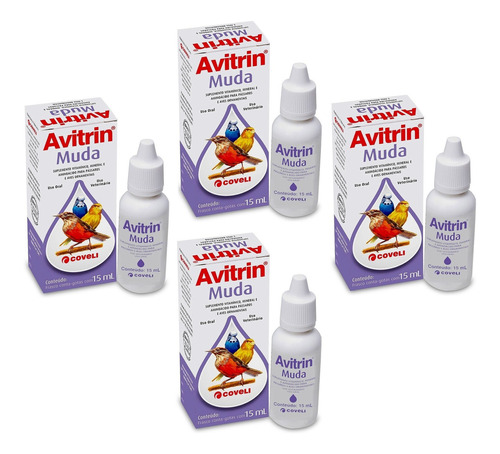 Kit 4 Suplemento Vitamínico Coveli Avitrin Muda para Pássaros - 15 mL em Oferta na Shopee