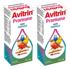Kit 2 Suplemento Vitamínico Coveli Avitrin Promune para Pássaros - 15 mL