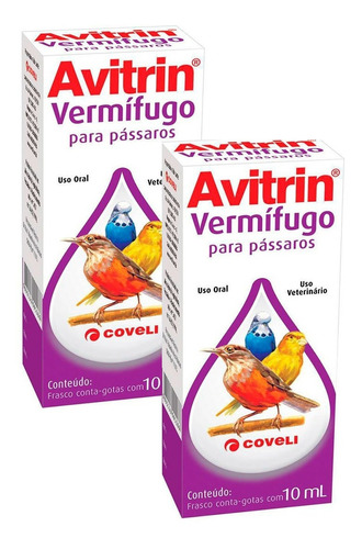 Kit 2 Vermifugo Coveli Avitrin para Pássaros - 10 mL em Oferta na Shopee