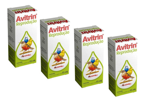 Kit 4 Suplemento Vitaminico Coveli Avitrin Reprodução para Pássaros - 15 mL