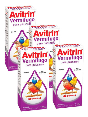 Kit 4 Vermifugo Coveli Avitrin para Pássaros - 10 mL