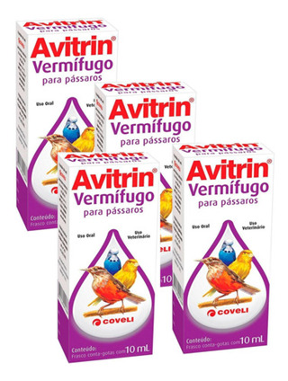 Kit 4 Vermifugo Coveli Avitrin para Pássaros - 10 mL em Oferta na Shopee
