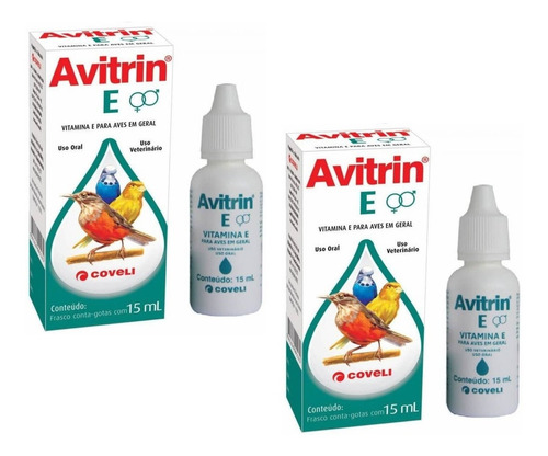Kit 2 Vitamina Estimulante Coveli Avitrin E para Pássaros - 15 mL