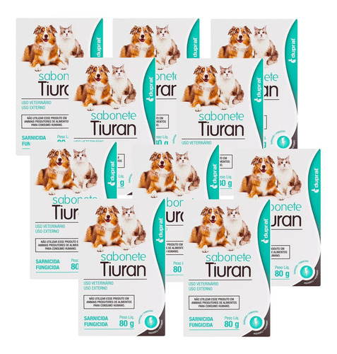 Kit 10 Tiuran Sabonete Sarnicida Duprat para Cães e Gatos - 80g
