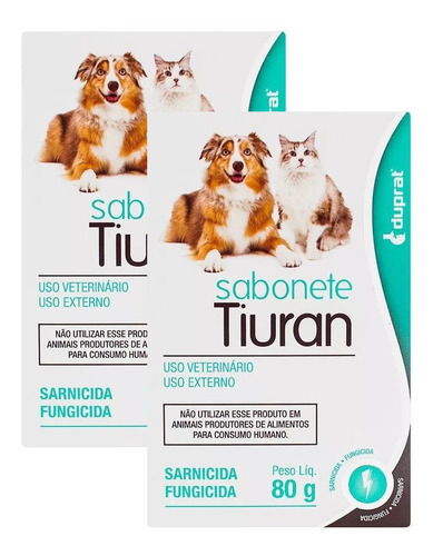 Kit 2 Sabonete Sarnicida Duprat Tiuran para Cães e Gatos - 80 g