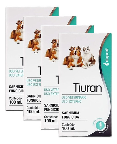 Kit 4 Solução Sarnicida Duprat Tiuran para Cães e Gatos - 100 mL