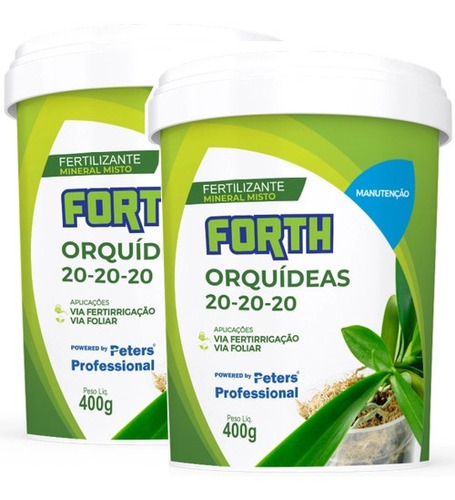 Kit 2 Fertilizante Forth Peters para Orquídeas 20-20-20 - 400 g - Home & Living