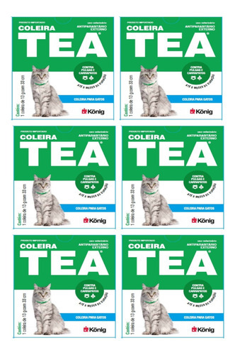 Kit 6 Coleira Antiparasitária Externo König 33 cm para Gatos - 13 g em Oferta na Shopee