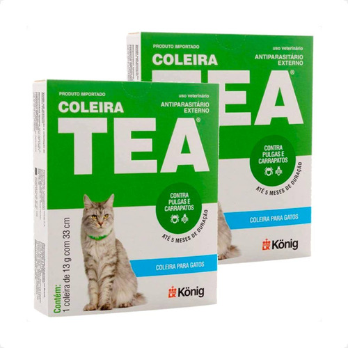 Kit 2 Coleira Antiparasitária Externo König 33 cm para Gatos - 13 g em Oferta na Shopee