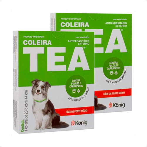 Kit 2 Coleira Antiparasitária Externo König 44 cm para Cães - 28 g