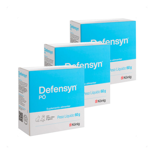 Kit 3 Suplemento Alimentar König Defensyn em Pó para Cães e Gatos - 60 g