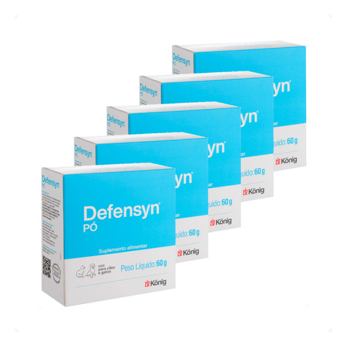 Kit 5 Suplemento Alimentar König Defensyn em Pó para Cães e Gatos - 60 g em Oferta na Shopee