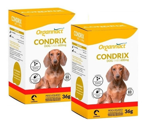 Kit 2 Suplemento Organnact Condrix Dog Tabs com 60 Tabletes 600 Mg - 36 g