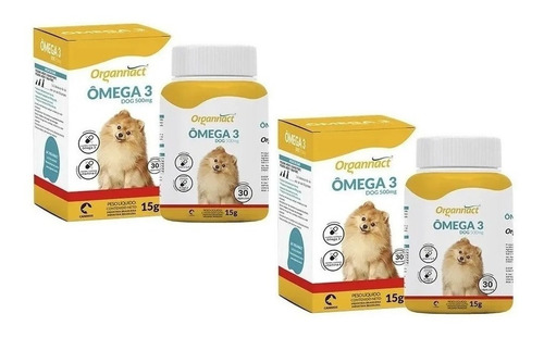 Kit 2 Suplemento Vitamínico Organnact Omega 3 Dog 500 - 15 g