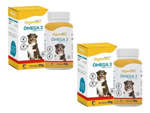 Kit 2 Suplemento Vitamínico Organnact Omega 3 Dog 1000 - 30 g em Oferta na Shopee