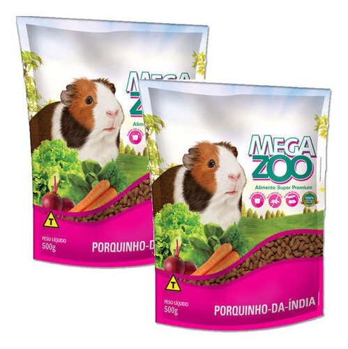 Kit 2 Ração Megazoo para Porquinho da Índia Adulto - 500 g em Oferta na Shopee