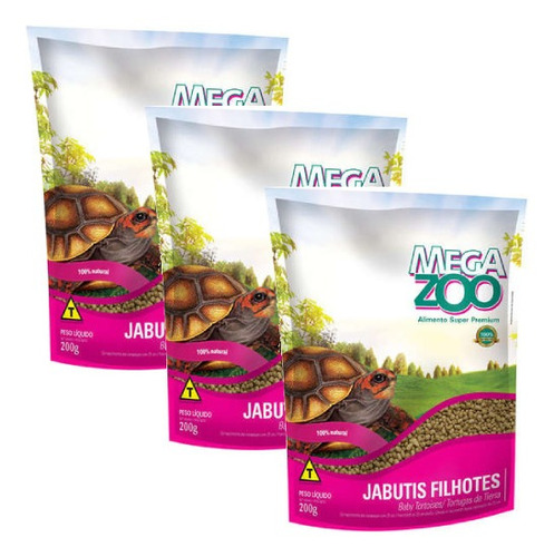 Kit 3 Ração Megazoo para Jabutis Filhotes - 200 g