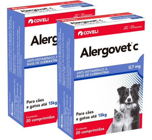 Kit 2 Antialérgico Coveli Alergovet C - 0,7mg em Oferta na Shopee