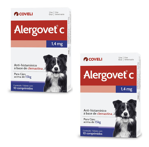 Kit 2 Antialérgico Coveli Alergovet C - 1,4 mg em Oferta na Shopee