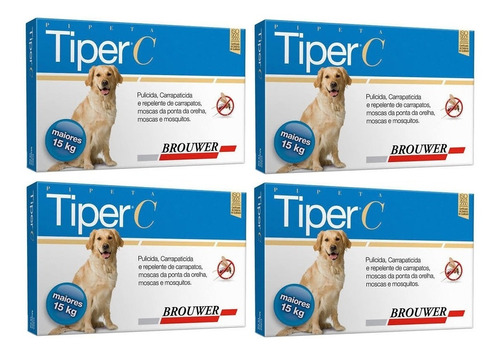 Kit 4 Antipulgas Brouwer Tiper C para Cães - Cães acima de 15 Kg em Oferta na Shopee