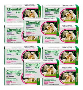 Kit 10 Chemital Plus Chemitec Vermífugo para Cães - 4 Comprimidos em Oferta na Shopee