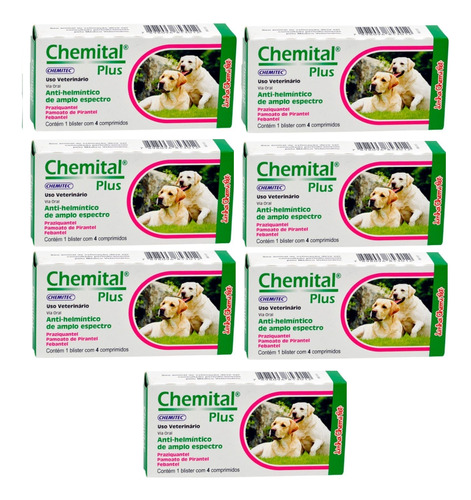 Kit 7 Chemital Plus Chemitec Vermífugo para Cães - 4 Comprimidos em Oferta na Shopee