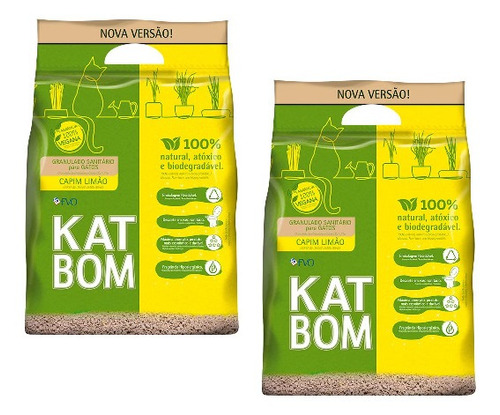 Kit 2 Katbom Capim Limão Granulado Sanitário para Gatos - 3 Kg em Oferta na Shopee