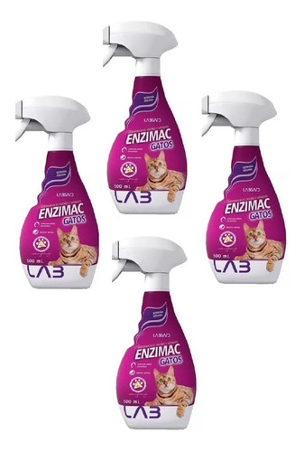 Kit 4 Eliminador de Odores e Manchas Labgard Enzimac Spray para Gatos - 500 mL em Oferta na Shopee