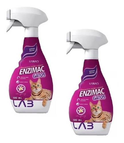 Kit 2 Eliminador de Odores e Manchas Labgard Enzimac Spray para Gatos - 500 mL em Oferta na Shopee