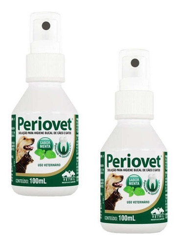 Kit 2 Solução Vetnil Periovet para Higiene Bucal em Spray - 100 mL - Pets