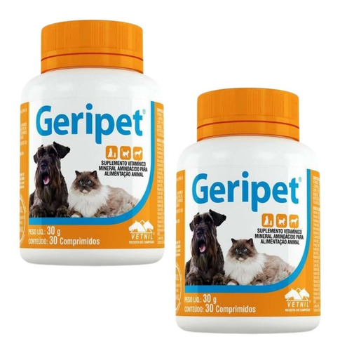 Kit 2 Suplemento Vitamínico Vetnil Geripet Mastigável para Cães e Gatos - 30 g em Oferta na Shopee