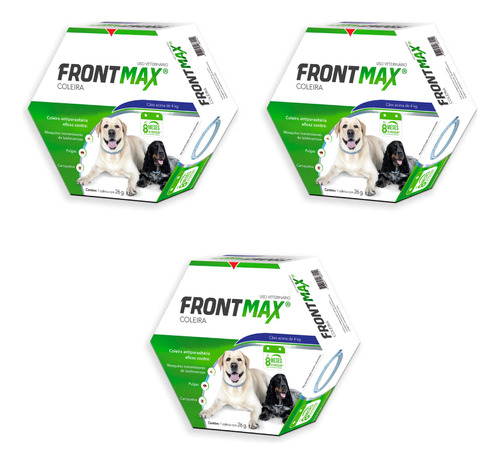 Kit 3 Frontmax Coleira Antiparasitária Vetoquinol para Cães Acima de 4Kg - 26 g em Oferta na Shopee