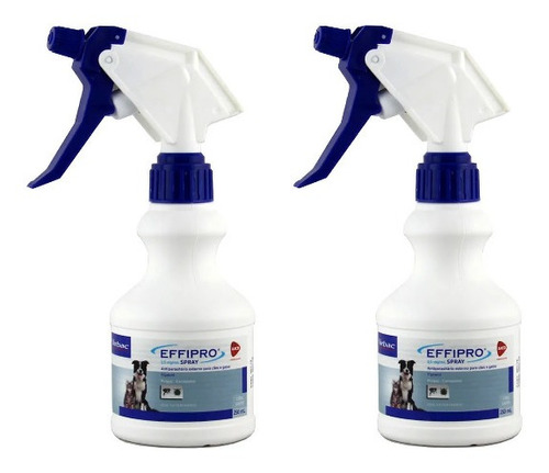Kit 2 Antipulgas e Carrapatos Virbac Effipro Spray para Cães e Gatos - 250 mL
