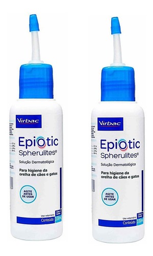 Kit 2 Loção Limpa Orelha Virbac Epiotic Spherulites - 100 mL em Oferta na Shopee