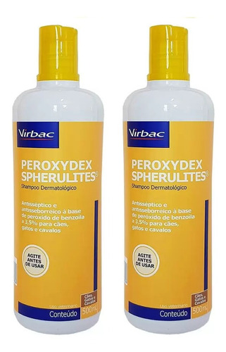 Kit 2 Shampoo Dermatólogico Virbac Peroxydex Spherulites - 500 mL - Pets