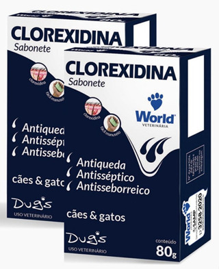 Kit 2 Sabonete World Veterinária Dug's Clorexidina Cães & Gatos - 80 g em Oferta na Shopee