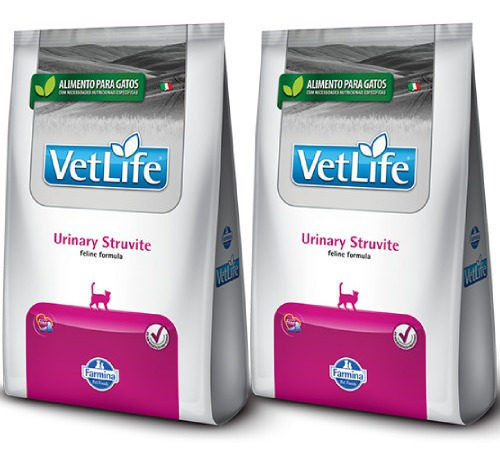 Kit 2 Ração Farmina Vet Life Natural Urinary Struvite para Gatos Adultos - 2 Kg em Oferta na Shopee