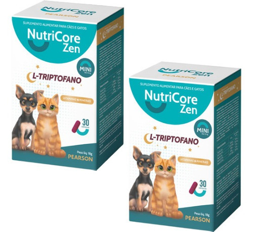 Kit 2 Suplemento Alimentar NutriCore Zen Mini 250 mg - 30 Cápsulas - Pets